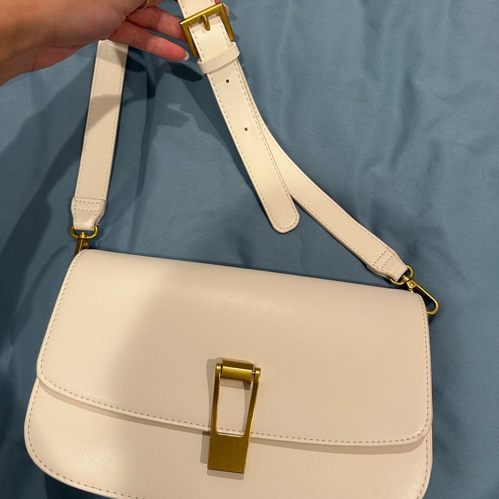 Rachel Zoe White Shoulder Bag with Gold Accent